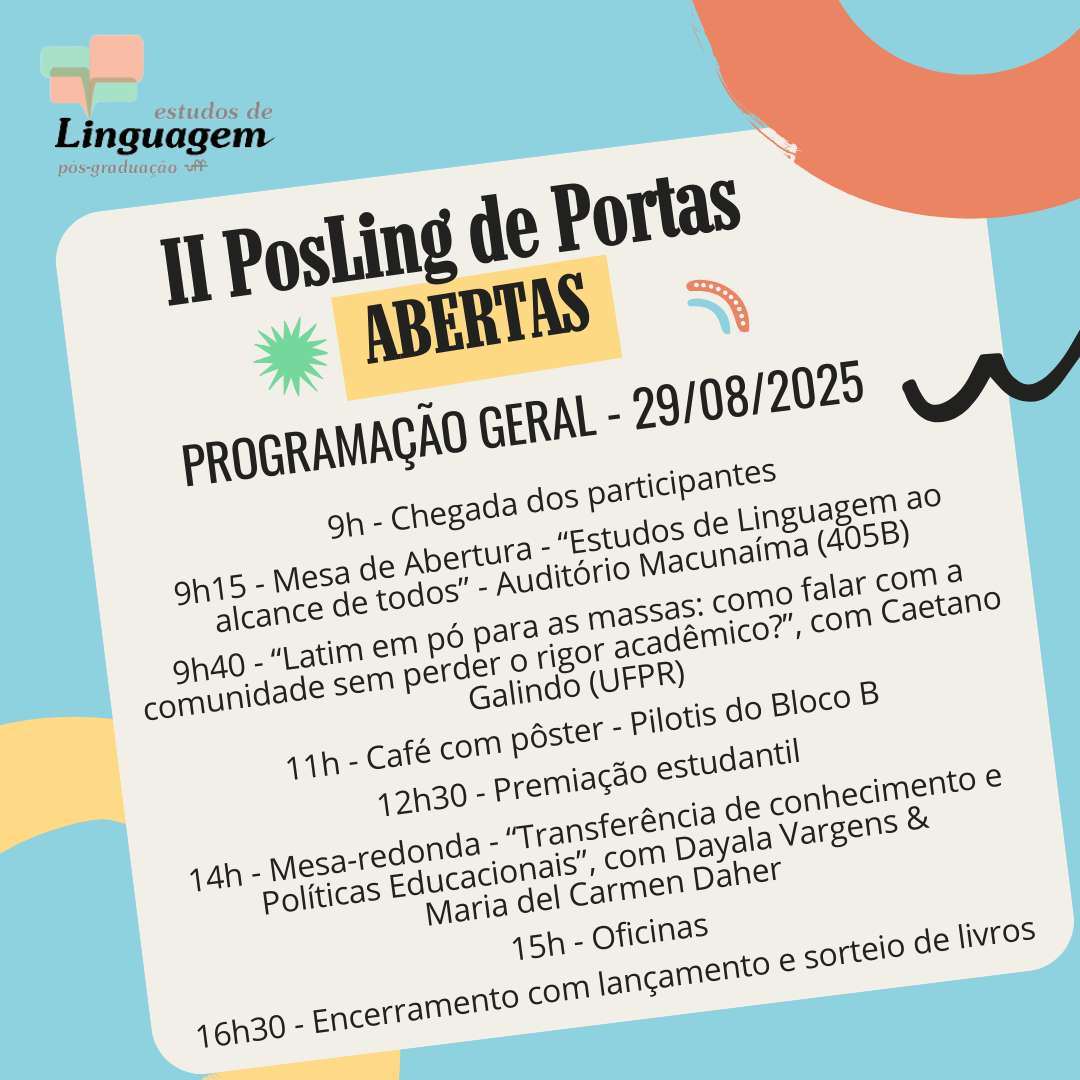 II PosLing de Portas Abertas – Programação e inscrição